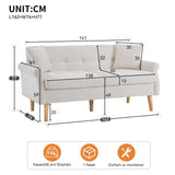 MOBETTRES Canapé double capitonné en tissu chenille avec coussins épais pour salon, chambre à coucher, appartement, etc. (beige)