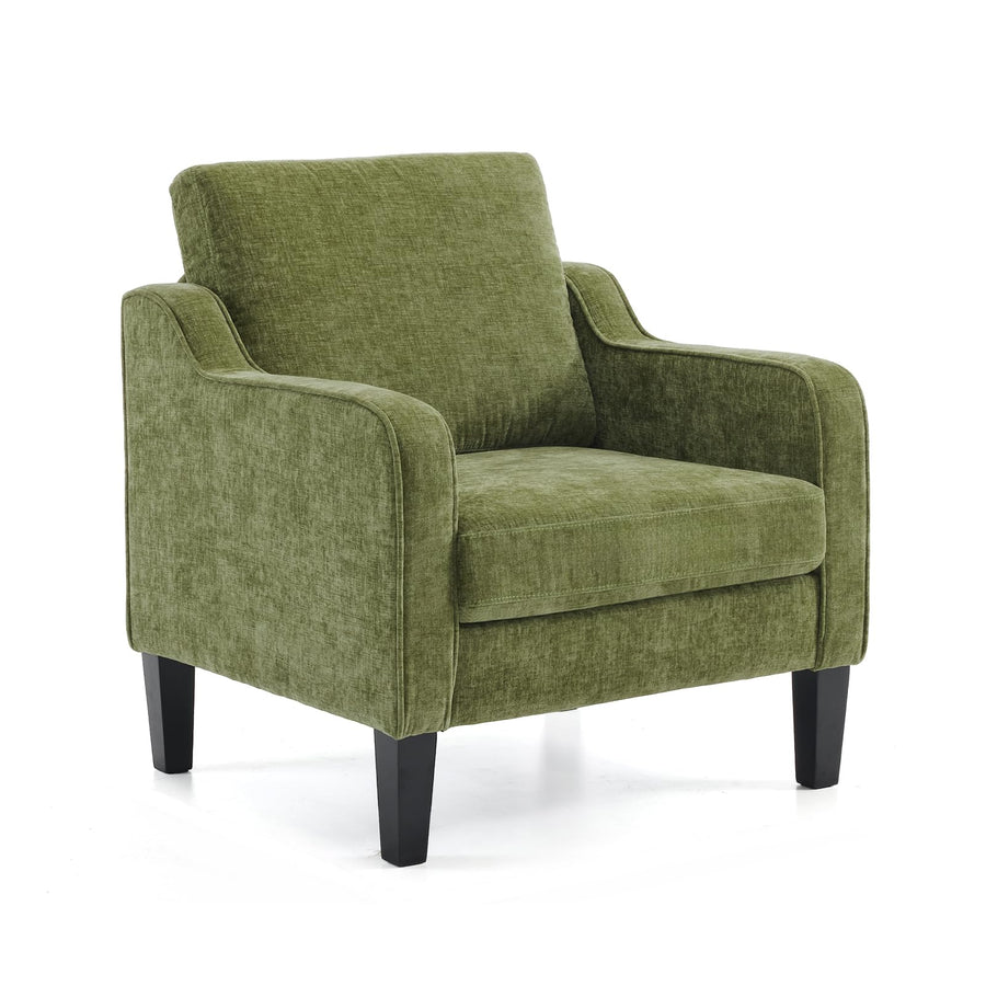 VINGLI Chaise d'appoint vert olive pour salon, chambre à coucher – Fauteuil moderne du milieu du siècle, siège rembourré confortable pour appartement, salle d'attente