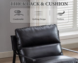 chairus Fauteuil de Loisirs en Cuir PU Modern Chaise de Relaxation pour Salon Fauteuil de Chambre avec Cadre en Métal (Noir)