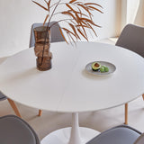 HJhomeheart Table à Manger Ronde Moderne - Pour Cuisine, Salle à Manger et Bureau - Blanche, Diamètre 110 * 75(H) CM