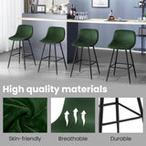 EUGAD Tabouret Bar, Lot de 2, Chaise Haute Cuisine, en Velours, Siège Rembourré, avec Dossier et Repose-Pieds, Pieds en Métal, Vert foncé, 1089BY-2
