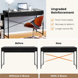 Giantex Bureau vintage avec 2 tiroirs, bureau pour ordinateur, table de travail, bureau de chambre, bureau, 112 x 48 x 76 cm, 2 couleurs (noir)