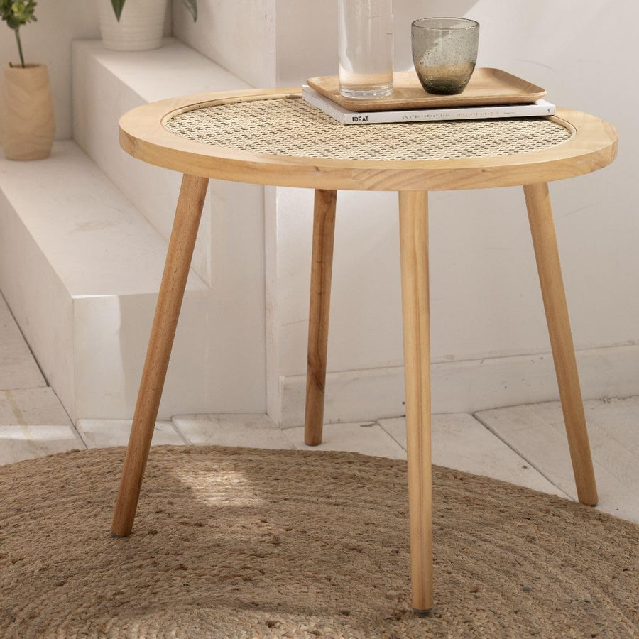 LA FACTORY Table D'appoint Palma en Bois - Beige - D 60 X H 45 Cm