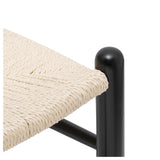 Lot de 2 chaises Y en bois massif du milieu du siècle – Design Wishbone – Chaises de salle à manger avec accoudoirs et assise en chanvre en frêne et finition noyer (noir)