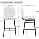 Yaheetech Lot de 2 Tabourets de Bar Rembourrés Siège en Tissu Bouclette Chaises de Bar Dossier Repose-Pied Tabourets Hauts de Cuisine à Quatre Pieds Métalliques pour Comptoir Salle à Manger Blanc
