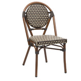 METRO Professional Chaise de terrasse NEUVILLE, Aluminium/rotin PE, 45 x 55 x 88 cm, empilable, Marron/Beige