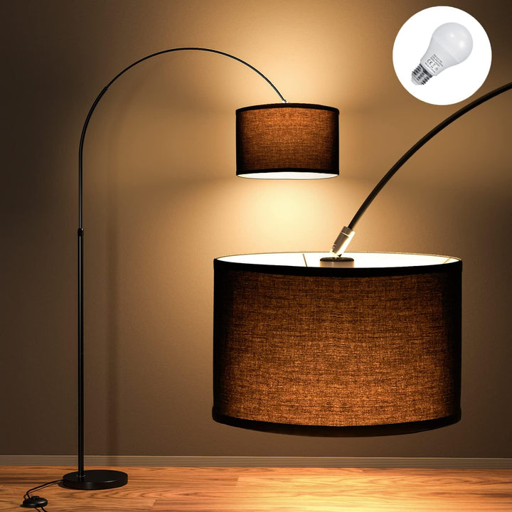 Modlicht Lampadaire Arc JASMIN | Lampe Sur Pied Classique | Ampoule LED E27 9W 3000K incluse | 33cm Abat-jour Noir | Interrupteur au pied | Lampe Arc adaptée pour Chambre, Bureau, Hôtel Modlicht Lampadaire Arc JASMIN | Lampe Sur Pied Classique | Ampoule LED E27 9W 3000K incluse | 33cm Abat-jour Noir | Interrupteur au pied | Lampe Arc adaptée pour Chambre, Bureau, Hôtel