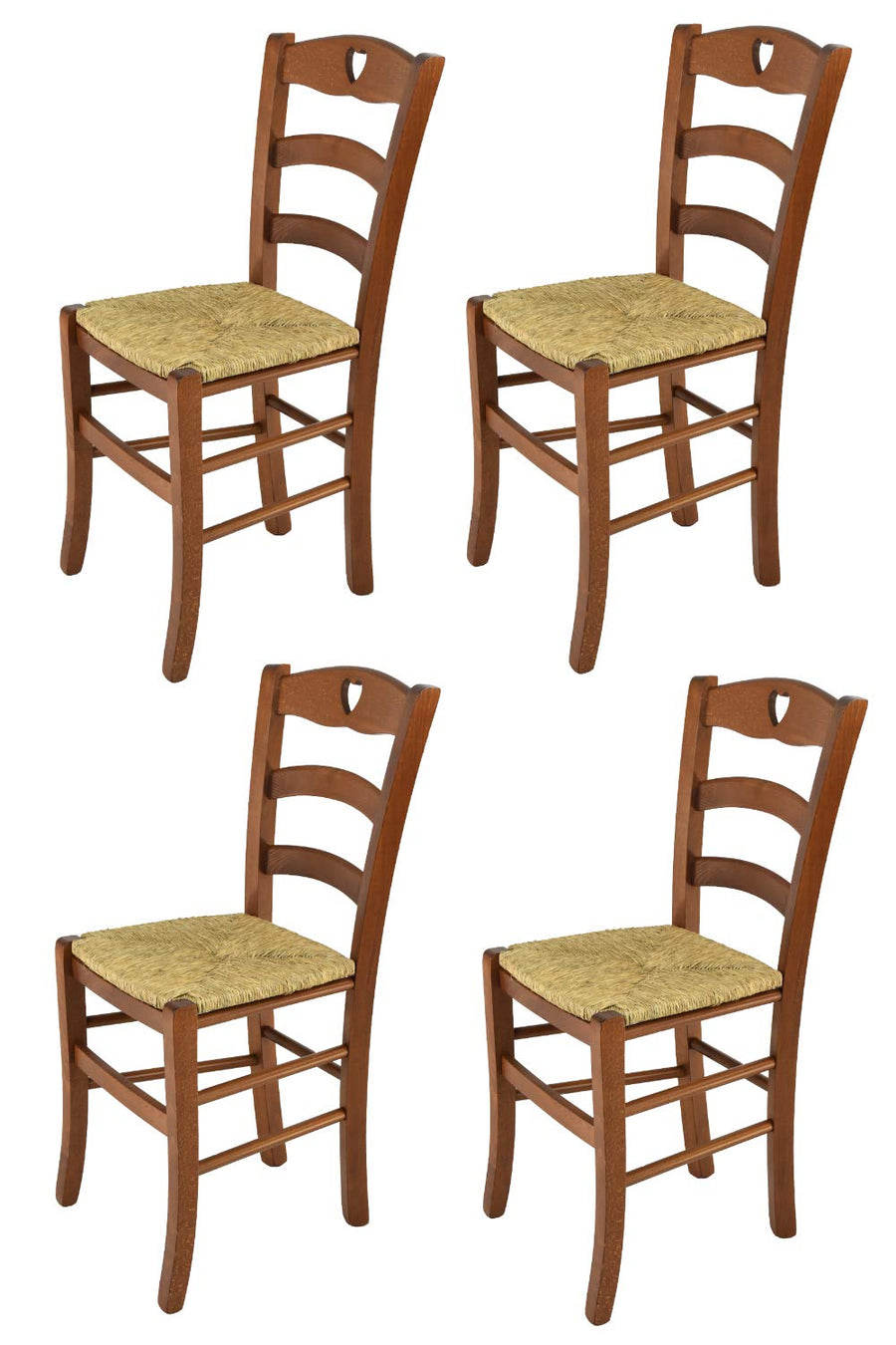 t m c s Tommychairs - Set 4 chaises Cuore pour Cuisine, Bar et Salle à Manger, Robuste Structure en Bois de hêtre peindré en Couleur Noyer Clair et Assise en Paille t m c s Tommychairs - Set 4 chaises Cuore pour Cuisine, Bar et Salle à Manger, Robuste Structure en Bois de hêtre peindré en Couleur Noyer Clair et Assise en Paille