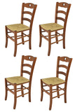 t m c s Tommychairs - Set 4 chaises Cuore pour Cuisine, Bar et Salle à Manger, Robuste Structure en Bois de hêtre peindré en Couleur Noyer Clair et Assise en Paille