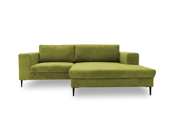 DOMO. collection Modica Canapé d'angle Moderne en Forme de L sans Sol - 244 x 173 x 83 cm (l x p x h) - Vert