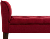 CLP Banquette Cleopatra en Tissu I Banc Rembourré avec Accoudoirs Style Chesterfiled I Piétement en Bois I Banquette Capitonnée 133 x 64 x 43cm, Couleur:Rouge, Couleur du Cadre:Antique foncé