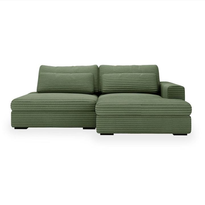 Mobilier-Deco Ayda - Canapé d Mobilier-Deco Ayda - Canapé d'angle Convertible avec Coffre en Velours Gros côtelé Vert - Angle Droit