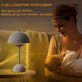 Lampe de table LED rouge foncé en forme de pot de fleurs – Lampe de bureau tactile sans fil à intensité variable avec batterie – 3 modes de luminosité – Lumière décorative rétro pour chambre à