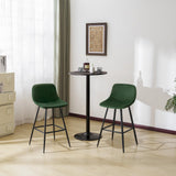 EUGAD Tabouret Bar, Lot de 2, Chaise Haute Cuisine, en Velours, Siège Rembourré, avec Dossier et Repose-Pieds, Pieds en Métal, Vert foncé, 1089BY-2