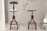 CLP Lot de 2 tabourets de Bar Hanam au Design Industriel I Chaise de Bar métallique réglable en Hauteur avec Assise et Dossier en Bois, Couleur:Bronze