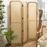 MACABANE ISA - Paravent Marron Bois de manguier et cannage Couleur Naturelle