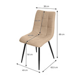 ML-Design Set de 2 Chaises de Salle à Manger Marron Clair, avec Revêtement en Tissu Polyester et Pieds Métalliques Noirs, Chaises de Cuisine avec Dossier, Chaises Rembourrées pour Salon Bureau