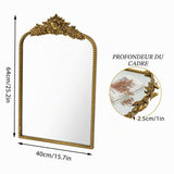 Awhtixbo Miroir Baroque doré Antique 40 x 64(H) cm – Cadre Vintage en Fonte avec Fleurs en résine sculptées à la Main, Miroir Mural incassable pour Salle de Bain, Salon et Chambre à Coucher