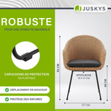 Juskys Ensemble de 2 fauteuils en Osier Cody avec Coussins - chaises en rotin d'intérieur et d'extérieur - Chaise pouvant Supporter jusqu'à 100 kg - chaises en rotin Modernes - chaises Naturelles