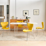 U2PICK Chaises de Salle à Manger en Velours rembourré avec Pieds chromés, empilables, légères et sans accoudoirs pour Cuisine, Bureau, vestiaire, Salon (Jaune, 2 pièces)