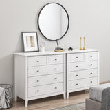 FOREHILL Commode Chambre Commode avec 5 Tiroirs Meuble de Rangement Chambre Adulte Commode Blanche Salon Moderne en Bois 80x40x80cm