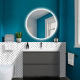 HAPAOSO Miroir de Salle de Bain Rond 60cm Miroir Mural LED + Anti-buée + Tactile + 6000K (lumière Blanche Froide)