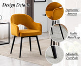 Ya-Home Lot de 2 Chaise de Salle à Manger en Velours Chaise de Cuisine Pivotante avec Accoudoirs Fauteuil à Manger pour Cuisine/Salle de Séjour, Jaune