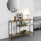 SoBuy FSB35-PF Table Console Table d’entrée Buffet Bout de Canapé Table d'appoint avec 3 étagères de Rangement – L120 x P30 x H80 cm, Cadre en Acier, Style Industriel