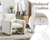 chairus Chaise de Loisirs Rembourré en Fausse Fourrure Fauteuil Canapé 1 Place Modern Chaise Lounge pour Chambre Salon (Blanc)