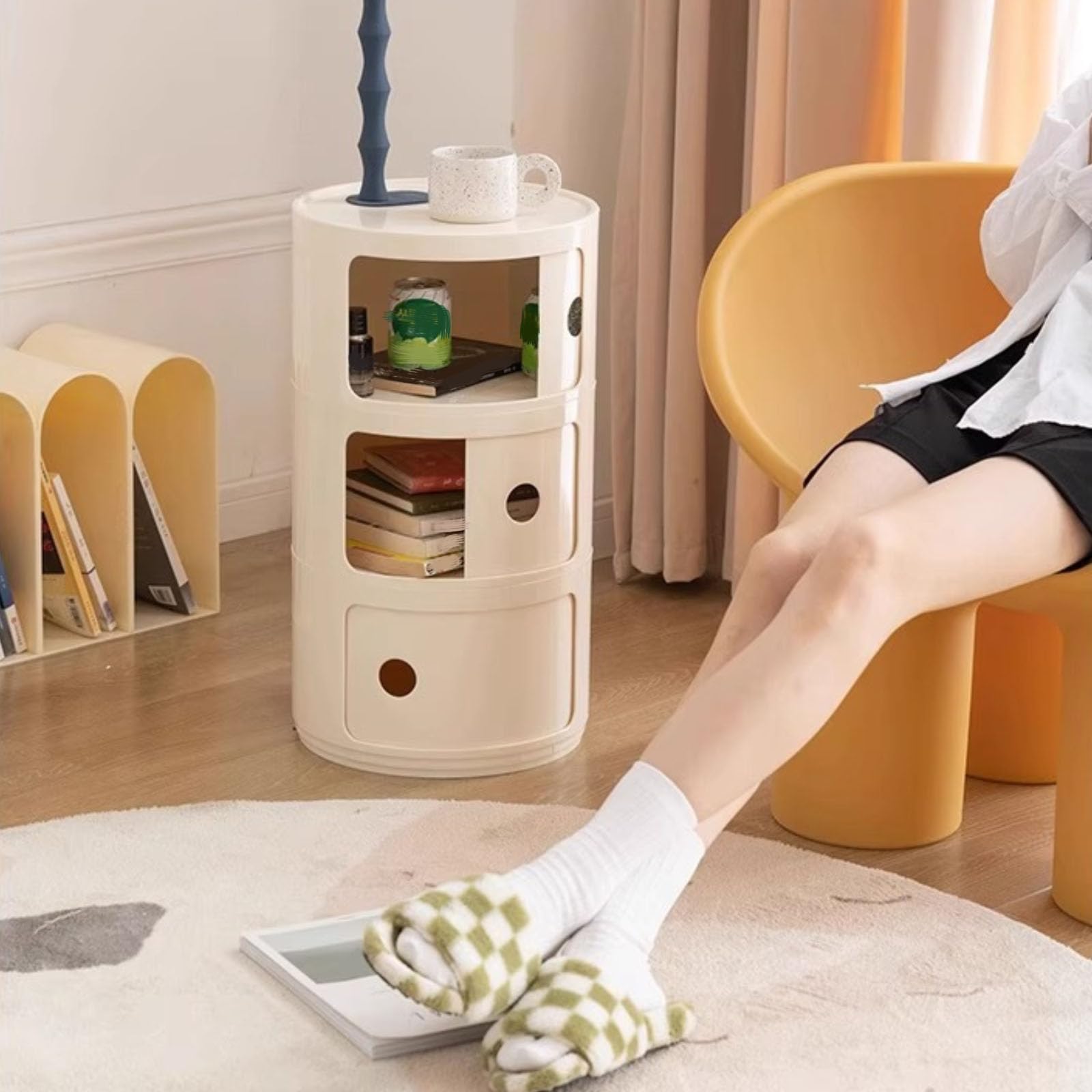 Table De Chevet Rose WEIDPHL Avec 3 Tiroirs - Meuble Rangement Modulable Pour Chambre, Salon
