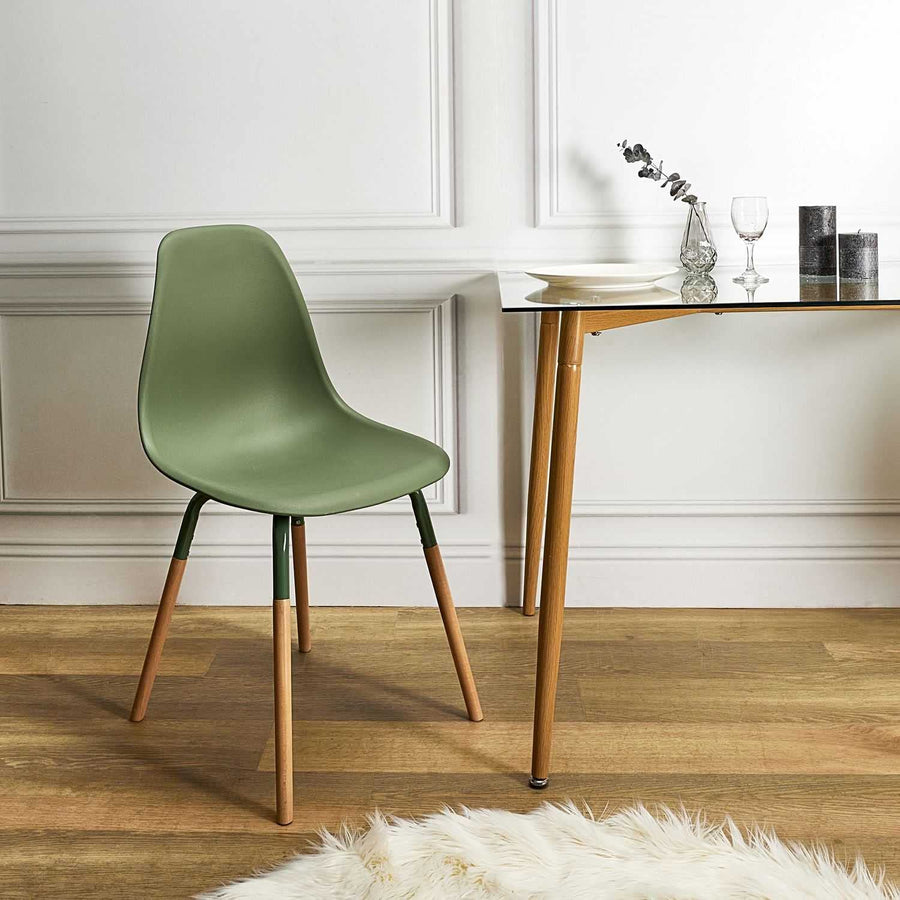 Toilinux.com Lot de 4 Chaises scandinave Phenix en polypropylène et métal - Vert
