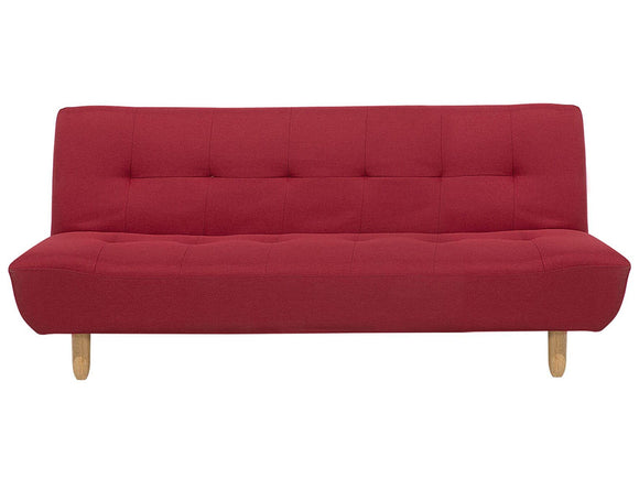 Canapé Fixe 3 Places en Tissu Rouge Design Scandinave Ultra Confortable et Élégant Beliani