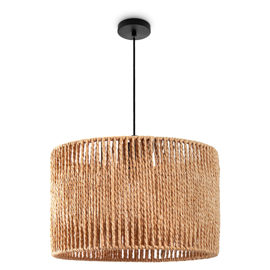 Paco Home Suspension Table À Manger Papier Boho Lampe Suspendue Salle À Manger Lampe E27 Rotin, Couleur:Nature (Ø32cm), Type de luminaire___Couleur:Lampe à suspension - Noir