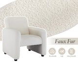 chairus Chaise de Loisirs Rembourré en Fausse Fourrure Fauteuil Canapé 1 Place Modern Chaise Lounge pour Chambre Salon (Blanc)