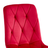 Casa Vital Lot de 4 chaises de salle à manger Tamara 43 x 54 x 91 cm, rembourrées avec tissu doux, coutures décoratives sur le dossier et l'assise, pieds en métal, capacité de charge 120 kg, rouge