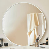 GOLD&CHROME UNIQUE DESIGN, Miroir Mural, Rond, avec Cadre en Aluminium - Blanc ⌀60 Miroir revêtue de téflon, résistante à l'humidité Cadre de Miroir, 2 cm de Profondeur, Peint par poudrage