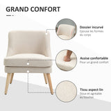 HOMCOM Fauteuil Scandinave Fauteuil Salon Confortable Fauteuil Beige pour Chambre Pieds en Bois Massif revêtement Tissu Lin