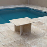Table basse travertin "modele X " (grand plateau 80x60) (Table seule)