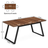 Tribesigns Grande Table à Manger pour 6 Personnes, Grande Table de Cuisine en Bois de160cm, Table Salle à Manger rectangulaire avec Pieds en métal pour Salle à Manger, Cuisine (Marron/Noir)