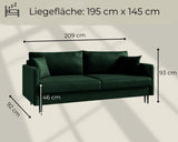 LIKMA Canapé 3 Places Mara 209 cm avec Fonction Lit et Coffre de Rangement, Canapé-Lit en Velours Moutarde Fresh 37, Sofa Convertible Moderne, Couchage d'Appoint, Banquette