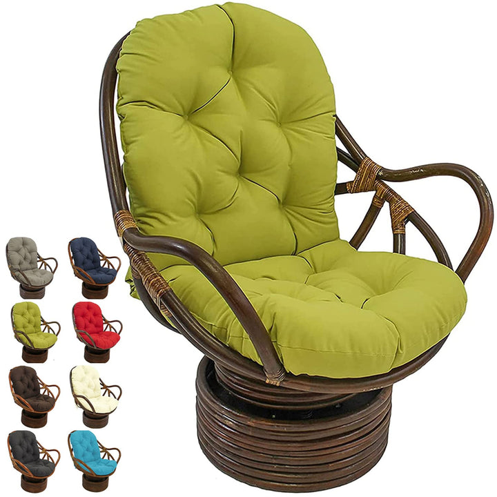 Chaise à bascule pivotante solide avec coussin ultra doux pour meubles de jardin et de terrasse en rotin avec tapis épais lavable vert Chaise à bascule pivotante solide avec coussin ultra doux pour meubles de jardin et de terrasse en rotin avec tapis épais lavable vert