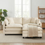 Canapé modulable 2 places L 198 cm, chenille beige, double coussins