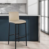 CLP Lot de 2 tabourets, chaises de Bar Freeport avec Dossier rembourré, Repose-Pieds en Similicuir et Tissu, Couleur:crème, Matériel:Similicuir