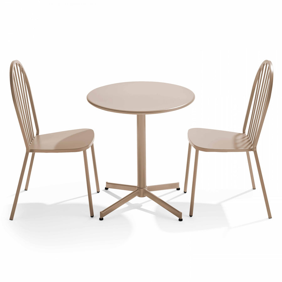 Oviala Ensemble Table de terrasse inclinable et 2 chaises bistrot Taupe - Palavas