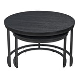[en.casa] Set de 2 Tables Basses Rondes Gigognes de Tailles Différentes Table d'Appoint Bout de Canapé Design Intemporel Panneaux de Particules Acier Laqué Noir