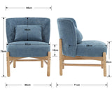 chairus Fauteuil Relax Salon avec Oreiller Lombaire Chaise de Salon en Chenille Fauteuil Scandinave sans Accoudoirs pour Salle à Manger, Bureau, Chambre (Bleu)