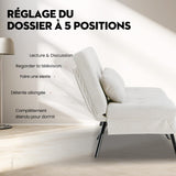 COMHOMA Canapé-lit avec Fonction de Couchage - Housse futon Convertible - Canapé d'angle - Canapé d'invité 3 Places - avec Dossier réglable en Velours côtelé Beige