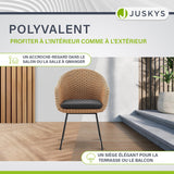 Juskys Ensemble de 2 fauteuils en Osier Cody avec Coussins - chaises en rotin d'intérieur et d'extérieur - Chaise pouvant Supporter jusqu'à 100 kg - chaises en rotin Modernes - chaises Naturelles