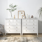 FOREHILL Commode Chambre Commode avec 5 Tiroirs Meuble de Rangement Chambre Adulte Commode Blanche Salon Moderne en Bois 80x40x80cm