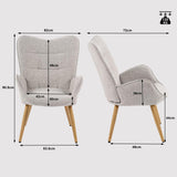 MEUBLE COSY Lot de 2 Fauteuil de Salon Chambre Scandinave Chaise Coiffeuse avec Accoudoirs et Assise Épais Pied Bois Massif Rembourré en Tissu Gris